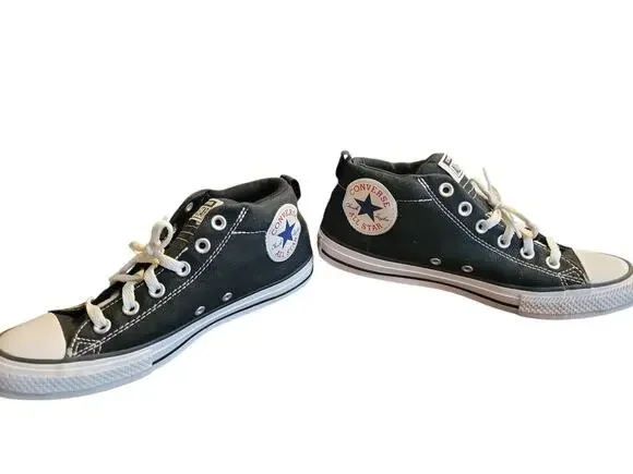 Converse CTAS Street Black/White Kid's Size 6 Mid Top Sneakers - A01719F