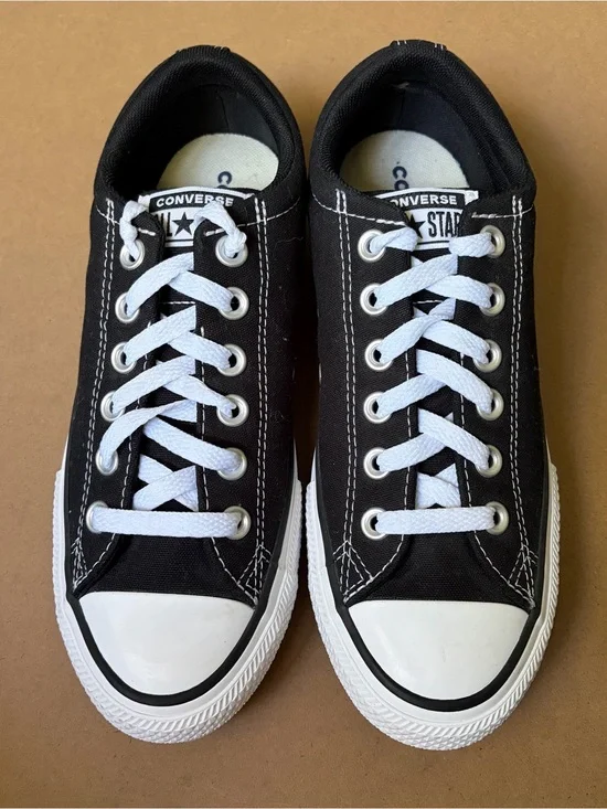Converse Kids Black & White Low Top Canvas Sneakers