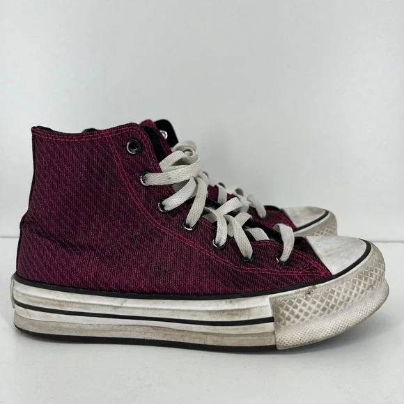 Converse Chuck Taylor All Star High Top Magenta Pink Platform Kids Shoes A05496C
