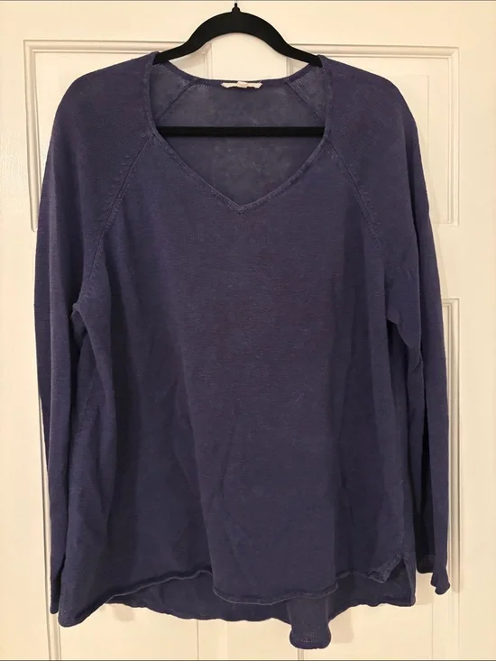 Eileen Fisher Women's V-Neck Cotton Lightweight Pullover Sweater - Purple