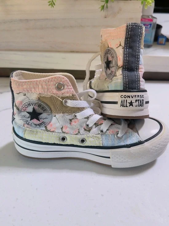 Converse High Top Picnic Patchwork Lifted Youth Sneaker Shoes Size 12