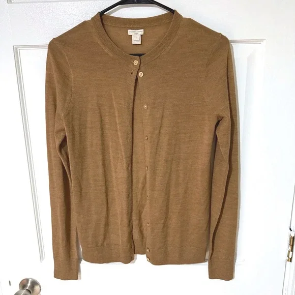 J.Crew Caryn Cardigan Sweater Brown Merino Wool Blend Button F8457 Womens Small