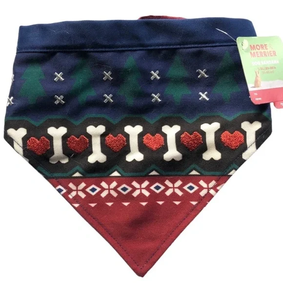 NWT Holiday bone bandana scarf dog L/XL