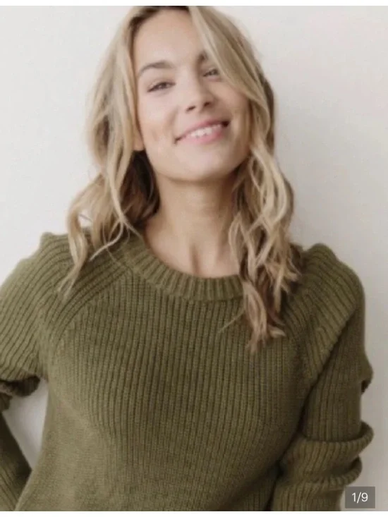 Jenni Kayne Olive Ribbed Crewneck Sweater