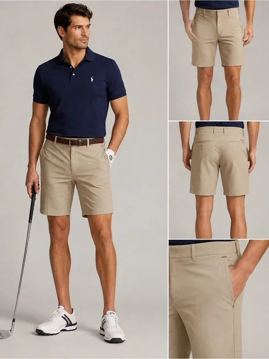 RLX Ralph Lauren Golf Shorts Men 34 Beige Performance Stretch Flat Front