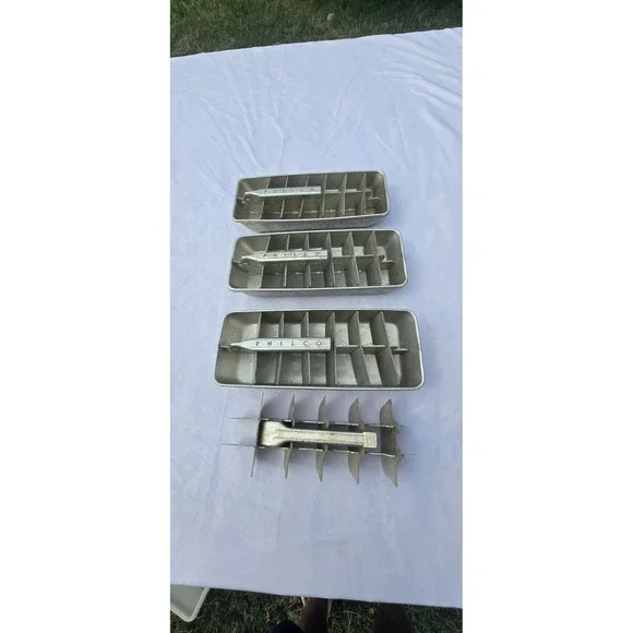vintage Philco aluminum ice cube trays with lift handles Lot Of 3