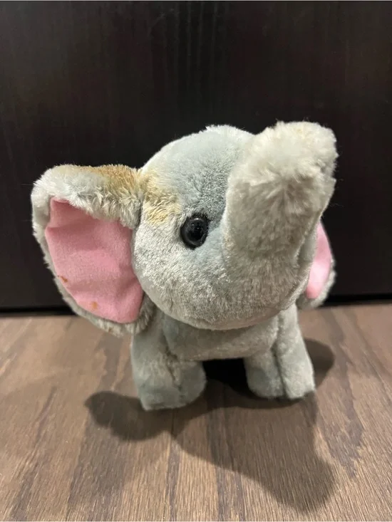 Cute Vintage Baby Elephant Plush Stuffed Animal Pink Ears