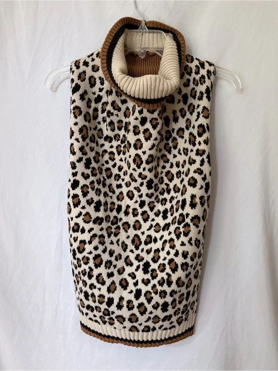 Animal Print Leopard Turtle Neck Dog Sweater Vest