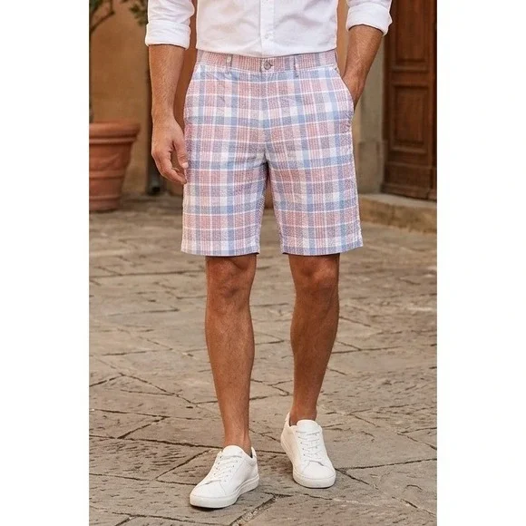 PGA Tour Performance Plaid Golf‎ Shorts Men's 32 Multicolor Stretch Chino Sports