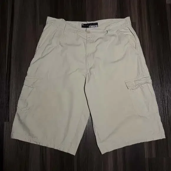 Mecca USA Vintage 100% Cotton Khaki Cargo Shorts Size 38