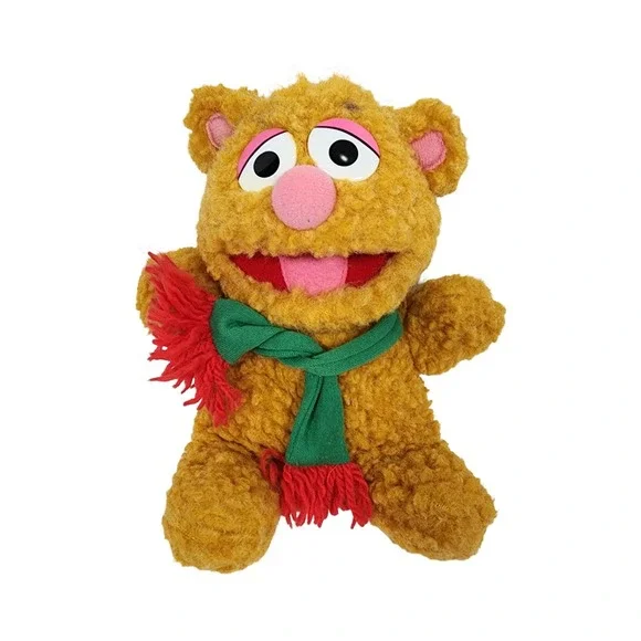 Vintage Fozzie Bear Muppet Plush Green‎ Scarf Stuffed Animal Toy 7 Inch