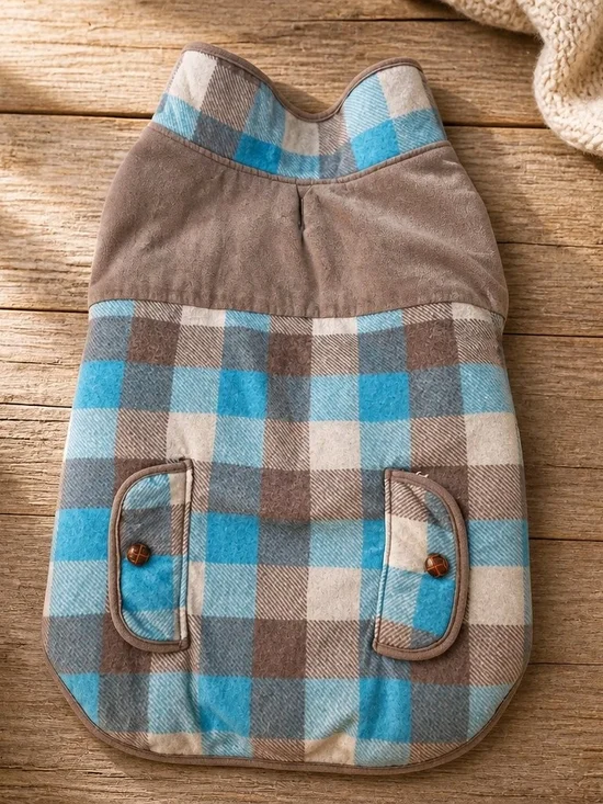 Track & Tails Blue & Brown Plaid Dog Vest