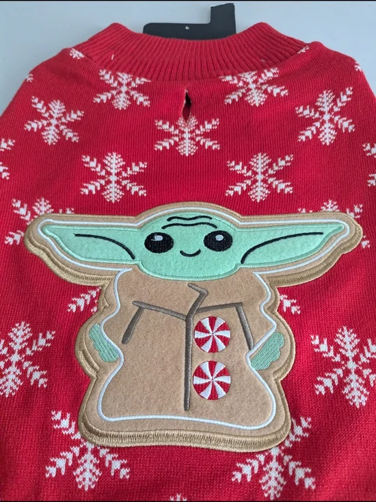 Star Wars Grogu Baby Yoda Christmas Dog Sweater Red Snowflake XL NWT