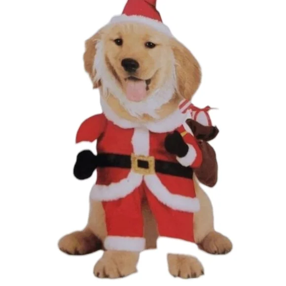 Jingles & Joy Santa Claus Dog Costume Sz XS (12-16