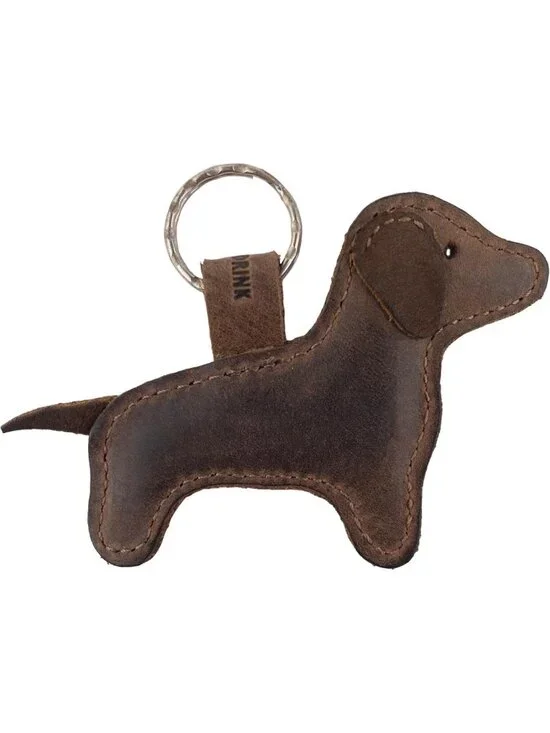 Cute Dachshund Keychain | Handmade Leather Dog Keyring | Adorable Stuffed Animal