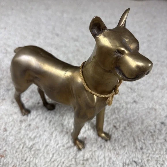 Vintage MCM Brass Boxer, Doberman Pinscher, Great Dane, Cane Corso, Dog - 3lbs!
