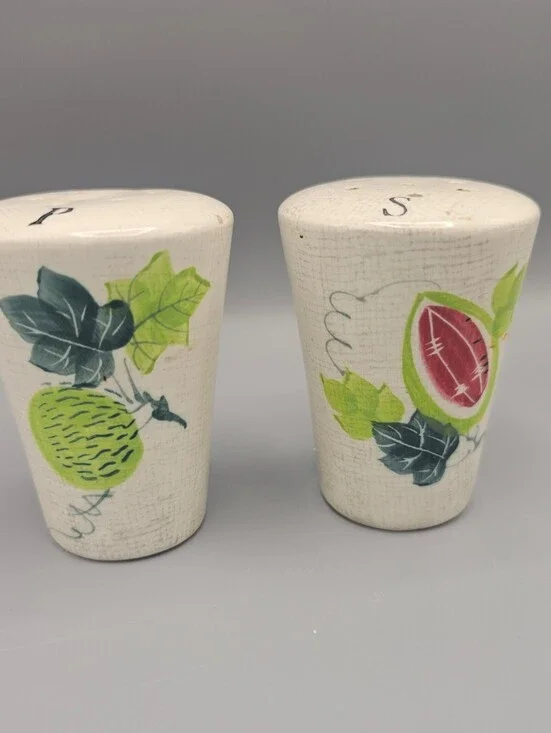 Vintage Ceramic Salt and Pepper Shakers with Fruit Design