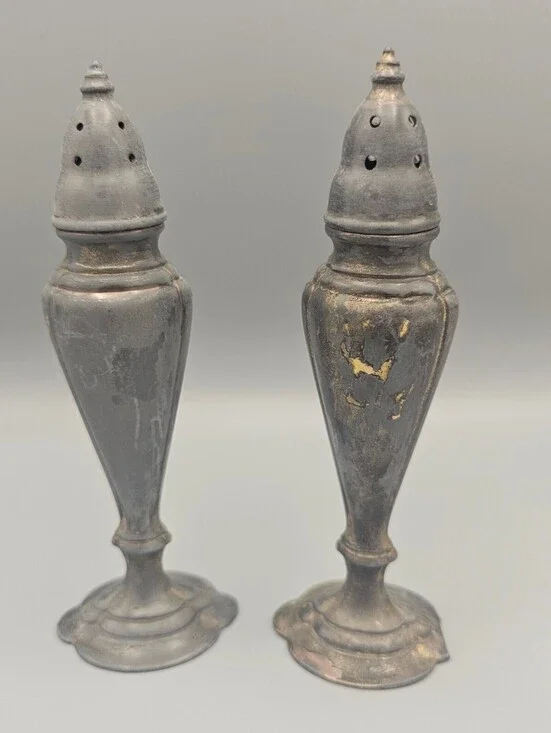 Vintage La France Silver Tone Salt and Pepper Shakers Made in USA