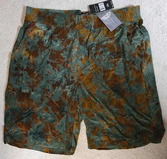 Ringspun Men's 2XL Olive Velvet Lounge Shorts Abstract Drawstring NWT NEW