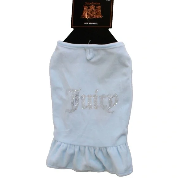 Juicy Couture Blue Terry Velour Bling Dress Pet Dog Apparel Size M/L NEW