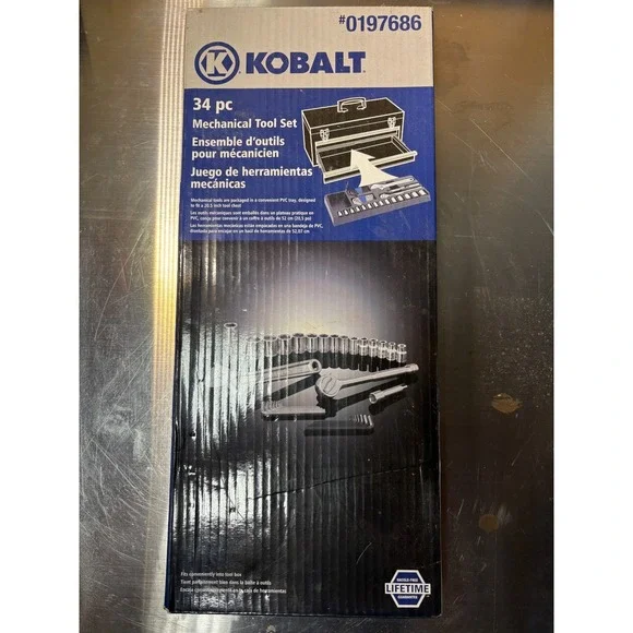 NIB Kobalt 34 PC Mechanical Tool Set Socket Wrench Allen Set