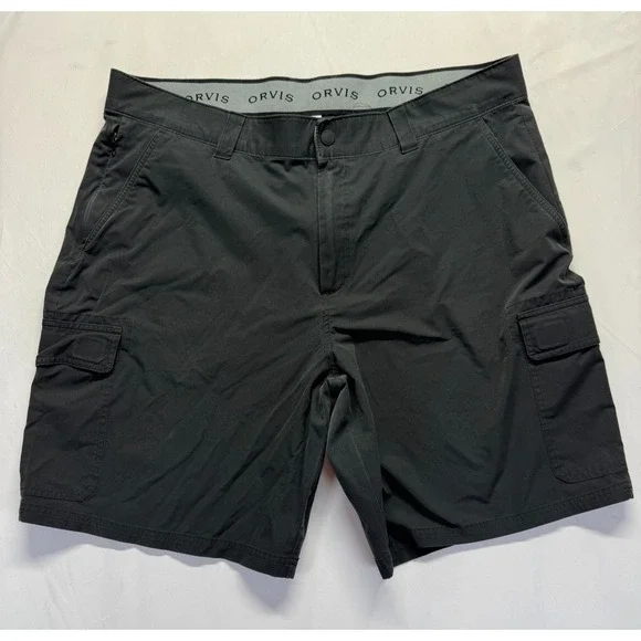 Orvis Cargo Shorts Mens 40 Black Lightweight Hiking‎ Workwear Utility Pockets