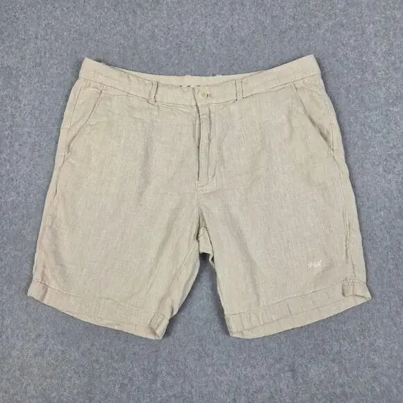 Porter & Ash Mens 36 Linen Blend Flat Front Chino Style Shorts