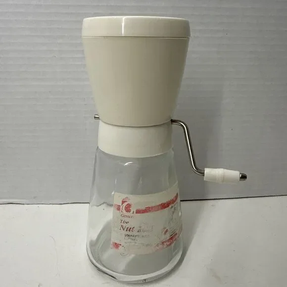 Gemco Nut Grinder With Lid Kitchen Gadget Glass Complete Unit Works Vintage