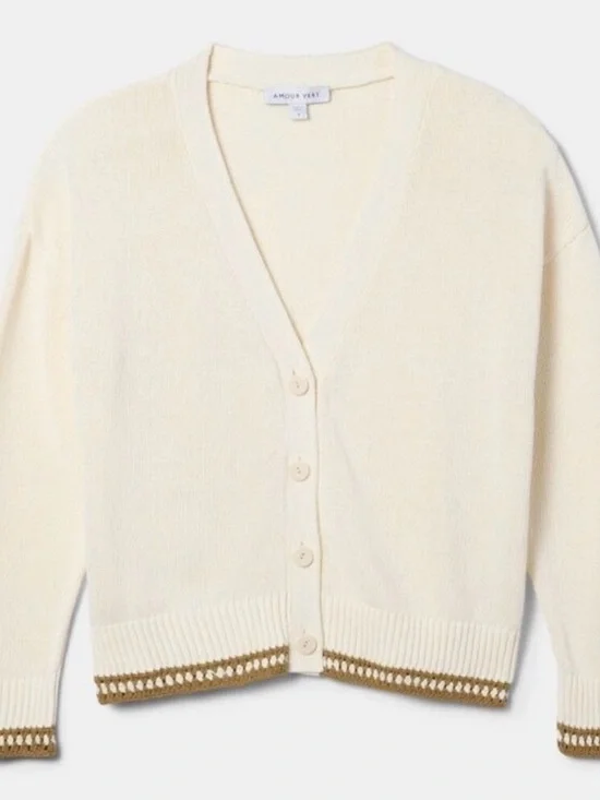 Amour Vert Cream Cardigan, Size L