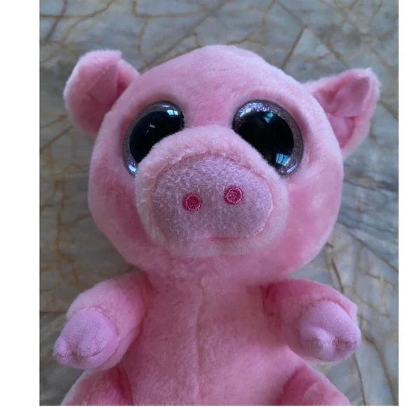 Ty Beanie Boos Piggley the Pig Pink Plush Sparkle Glitter Eyes 8.5 Inch Toy