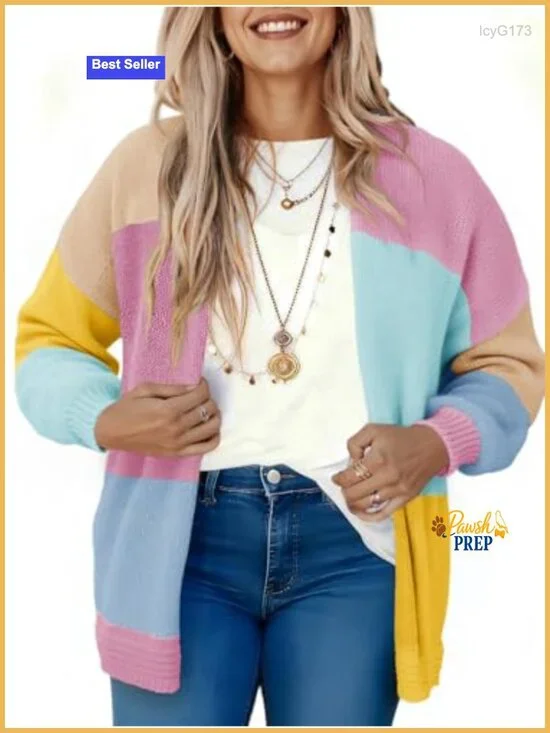 Boho Cardigan Chunky Knit Open Front Long Sleeve Loose Fit Sweater