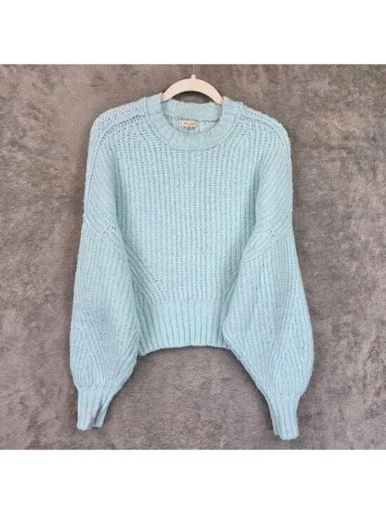 Pilcro Sweater Womens XS Blue Chunky Knit Dolman Sleeve Crew Neck Pullover