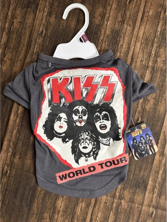 Bravado KISS World Tour Pet Tee XS Gray Dog T-Shirt New with Tags