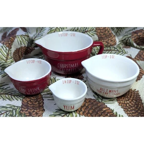 Set of 4 Christmas Nesting Measuring Cups 1/4, 1/2, 1 & 1-1/2 cup Creative Co-op