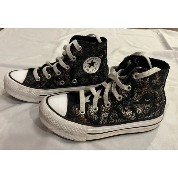 Converse YOUTH CTAS‎ Lift Butterfly Sneakers/Shoes size 13 Black/metallic Design
