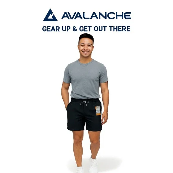 Avalanche Men's XL Hiking Shorts Black Ripstop 4-Way Stretch, UPF 30+, Reflectiv