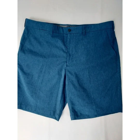 Mens Blue Heathered Flat Front Performance Golf Shorts Casual Lightweight‎ 40