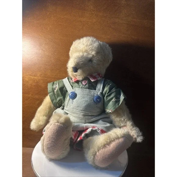 Fuzzy VanderBear Picnic Boy with Overalls Plush 13
