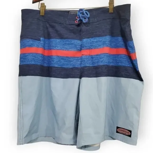 Men's Vinyard Vines Performance Board Shorts 36x9 Blue 90% Polyester 10% Spandex