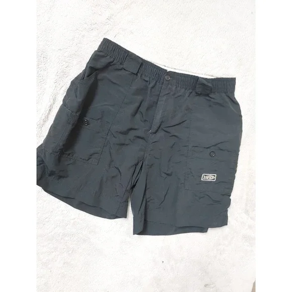 Aftco Shorts Mens 38 Fishing Cargo Nylon Navy Hybrid Elastic Waist Fishing Beach