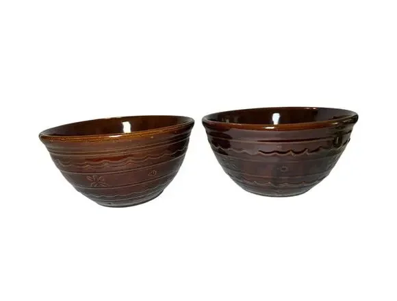 MarCrest Mixing Stoneware Bowl Oven Proof Set 2pc Embossed Floral 8