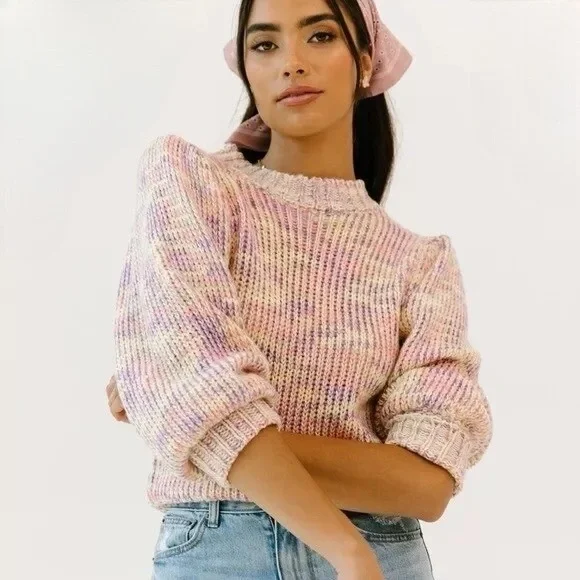 All in Favor PASTEL MARLED SWEATER