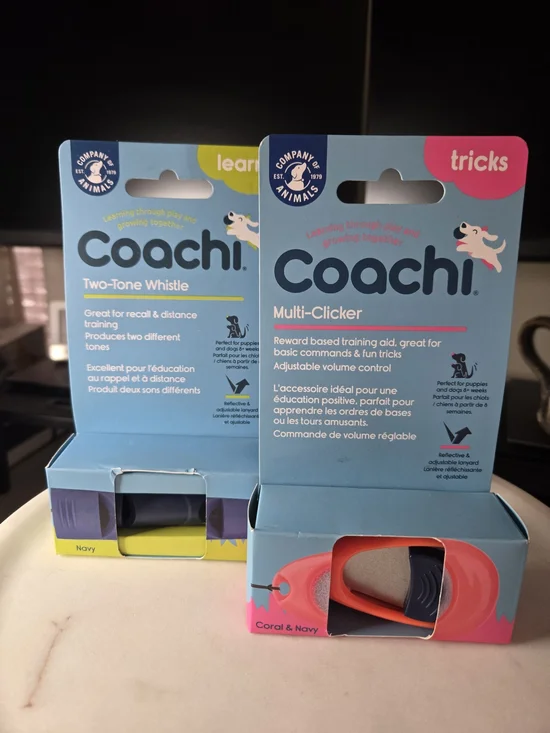 Coachi Dog Training Bundle:  Two-Tone Whistle & Multi-Clicker NEW IN BOX