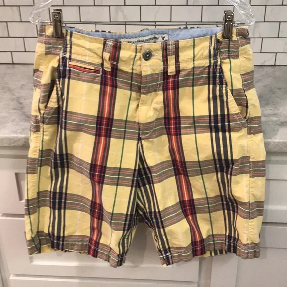 American‎ Eagle Shorts Mens 30 Yellow Plaid Preppy Eclectic Grandpa Golf Tennis