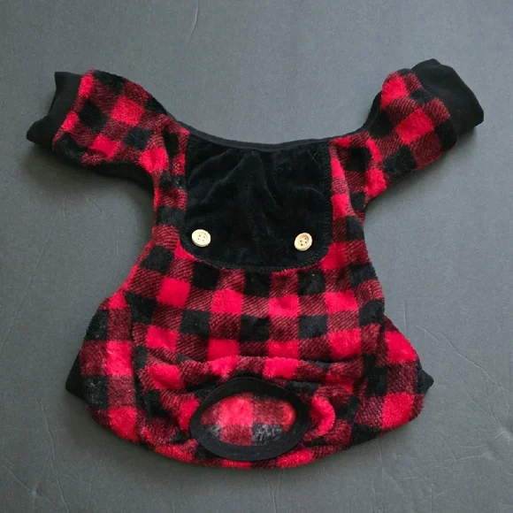 Red and Black Plaid Small Dog Sweater - Size M