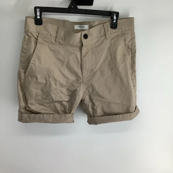 Kenneth‎ Cole Men's Tan Chino Shorts Flat Front Cuffed Casual
