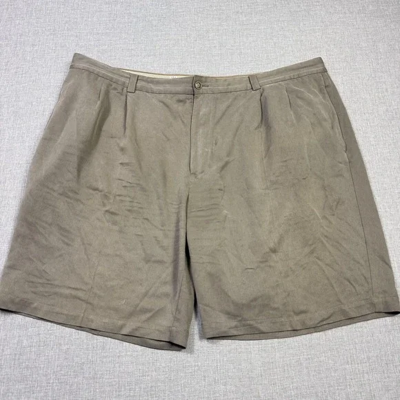 Tommy Bahama Berumda Pleated Shorts Mens 44 Beige Silk‎ Satin Relaxed 9