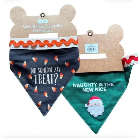 Reversible Multi Holiday Pet Bandana for Halloween & Christmas NWT