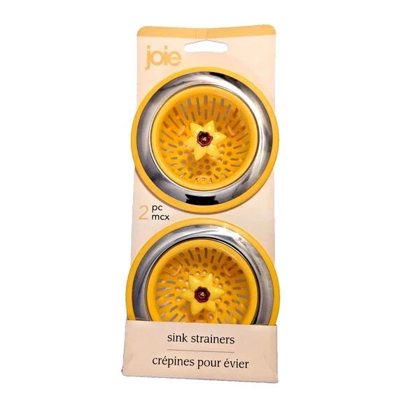 Joie Daffodil Kitchen Sink Strainers 2-pk Yellow Basket Drain Cover Kitchen NEW