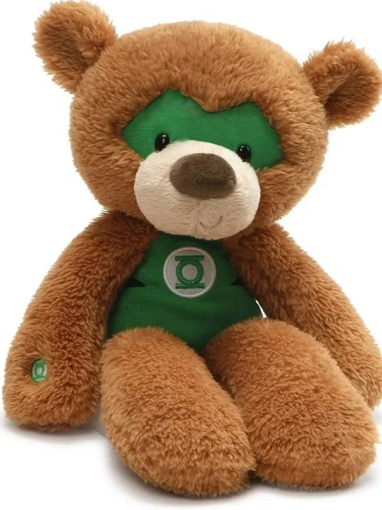 GUND DC Comics Green Lantern Fuzzy Teddy Bear Stuffed Animal Plush, Brown, 14